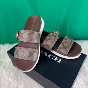 Coach Tan Double Strap Sandals